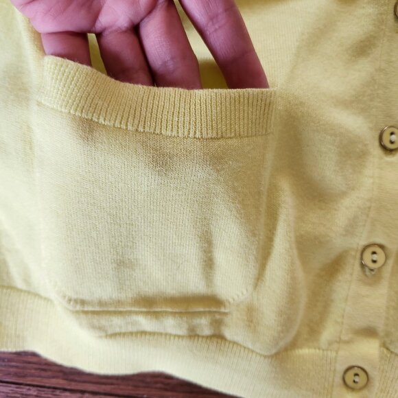 TALBOTS Women’s Yellow Lightweight Pima Cotton Cardigan Sweater Size M pockets - Picture 6 of 13